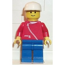 zip014 Jacket with Zipper - Red, Blue Legs, White Cap 